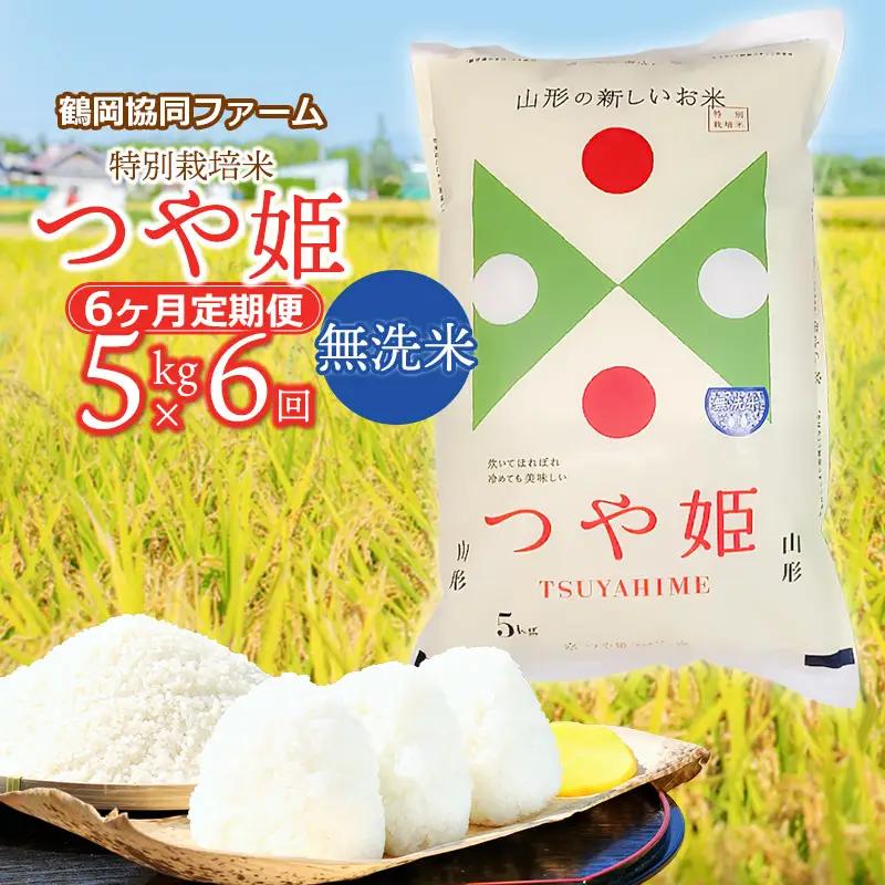 【令和8年産 新米】 特別栽培米 つや姫 無洗米 5kg (5kg×1袋)×6ヶ月【定期便】　鶴岡協同ファーム 