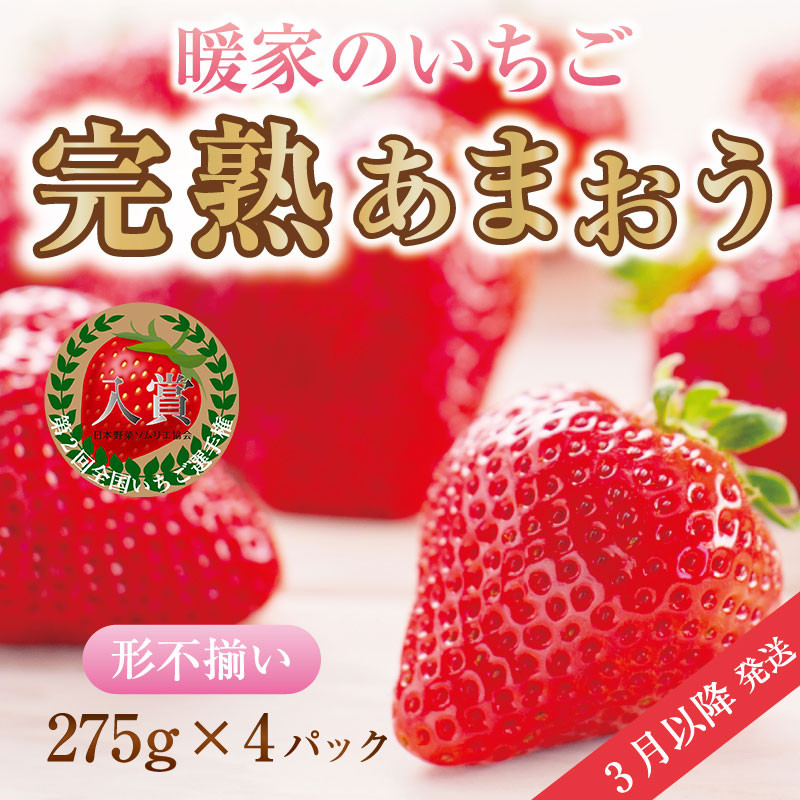 
                  【ふるさと納税】暖家のいちご 完熟あまおう 4パック(形不揃い)  B4 [a6408] 社会福祉法人猪位金福祉会 暖家の丘 ※配送不可：北海道・沖縄・離島【返礼品】添田町 ふるさと納税
                