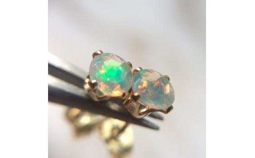 ピアス 宝石質 AAA エチオピア オパール 4mm K14gf