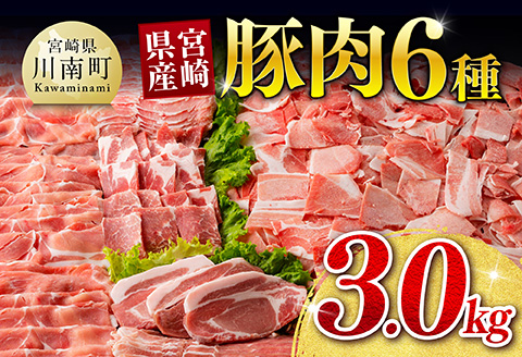 【ご入金確認後、14日以内に発送】宮崎県産豚肉６種　3.0kg 【 国産 宮崎県産 豚 ぶた 肉 ロース バラ とんかつ 焼肉 】 [B00626ss] 宮崎県産豚肉６種　3.0kg