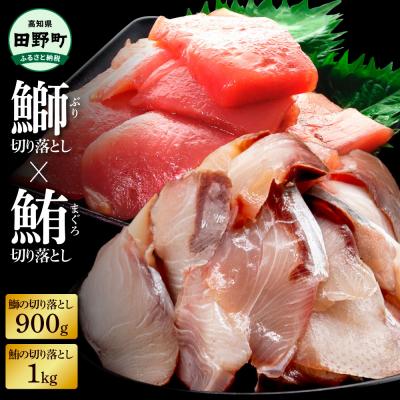 ふるさと納税 田野町 〜四国一小さなまち〜 天然マグロ切り落とし1kg×ぶり切り落とし900g まぐろ鮪ブリ鰤tano