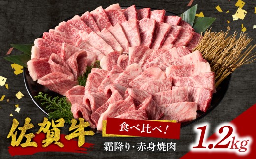 【12月配送】中山牧場 佐賀牛 霜降り・赤身焼肉食べ比べ 1.2kg ／ バーベキュー BBQ 牛肉 肉 お肉 佐賀牛 赤身 霜降り モモ ウデ 肩ロース 焼き肉 焼肉セット A5 A4 a5 a4 黒毛和牛 ブランド牛 国産 佐賀県 玄海町 冷凍