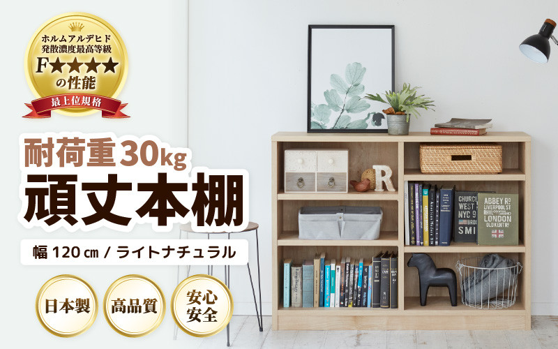 
                  GH-L120IR 頑丈本棚 幅120cm ライトナチュラル（ロータイプ）たっぷり安心して収納！日本製 [aw053-g001]
                
