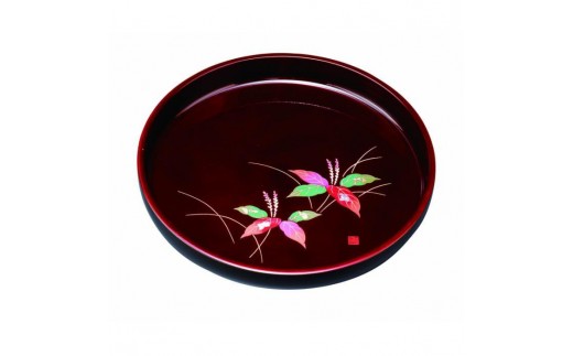 丸盆 30cm 溜 二人静 ［YG448］