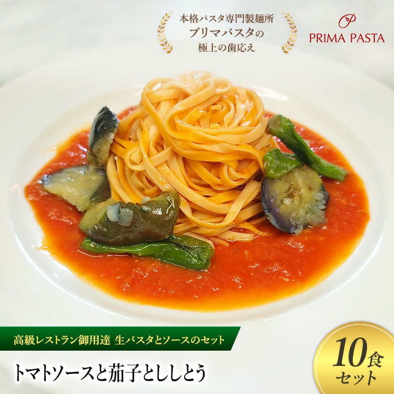 【ふるさと納税】パスタ 高級レストラン御用達の生パスタとソースのセット「トマトソースと茄子とししとう　10食セット」　～本格パスタ専門製麺所「プリマパスタ」の極上の歯ごたえ～ 【TM-NAS1101-10】