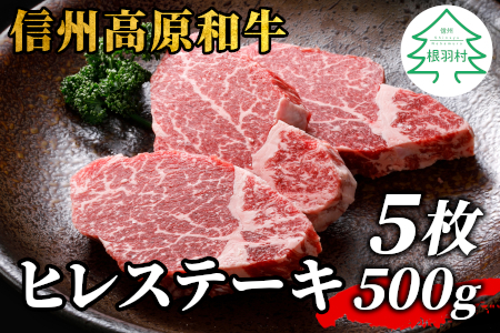 信州高原和牛 ヒレステーキ5枚 500g ( 100g×5 ) 35000円 