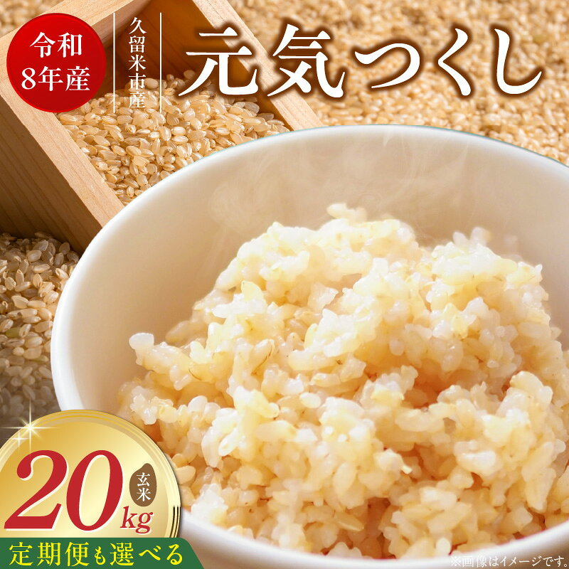 【ふるさと納税】【令和8年産 新米】 元気つくし 玄米 20kg 選べる お届け回数 1 ～ 6回 定期便 福岡県産 ブランド米 福岡生まれ 品種 香り豊か ふっくら 食感 ご飯 おにぎり 弁当 お米 食品 お取り寄せ 九州 久留米市産 福岡県 久留米市 送料無料