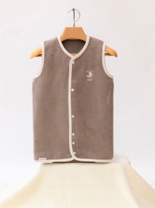 綿毛布スリーパー 2way仕様で暖か(Sサイズ) ブラウン×ホワイト 毛布の町(泉大津産) [3357]