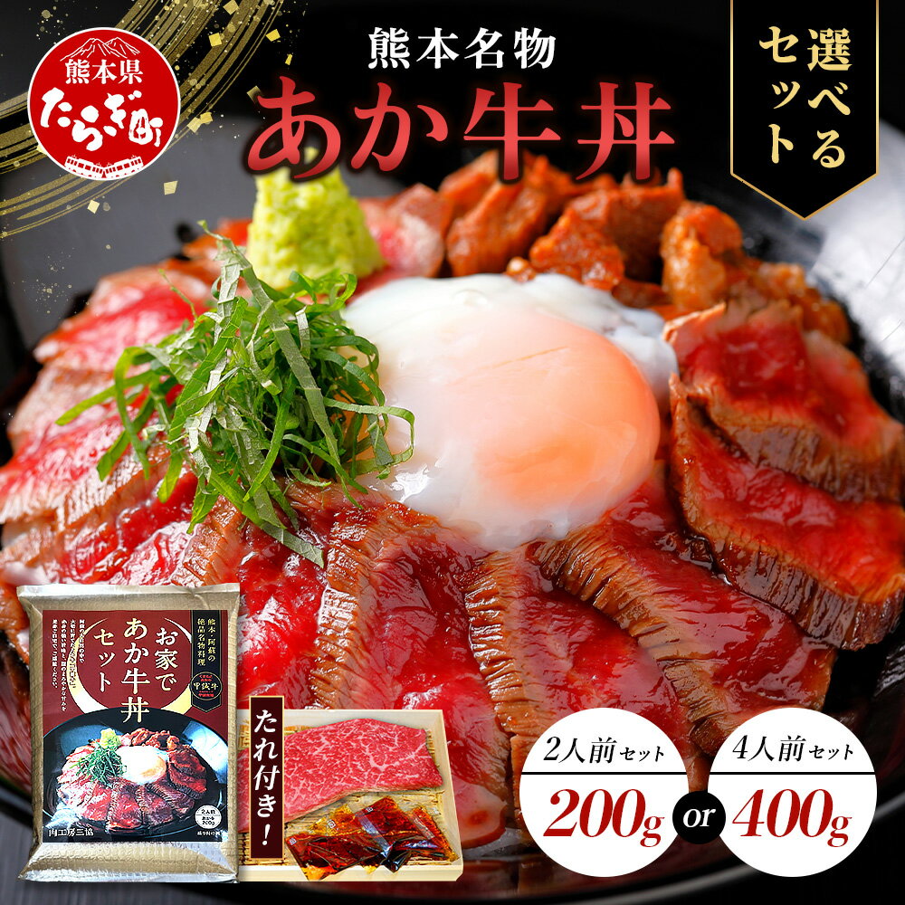 【ふるさと納税】あか牛 丼 セット あか牛モモ・あか牛のたれ付 (2人前200g / 4人前400g) 牛丼 あか牛 牛肉 肉 熊本産 国産牛 和牛 旨味 熊本県 タレ付 和牛 赤牛 あかうし 肉 牛肉 ブロック もも肉 赤身 丼 タレ付き おうちごはん 熊本県 送料無料
