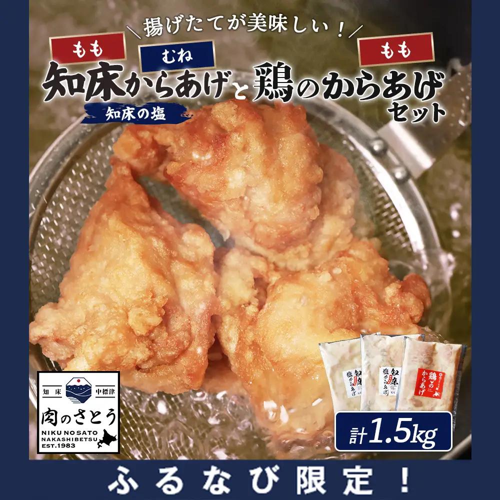 【ふるなび限定】【揚げるタイプ】知床からあげ【知床の塩】鶏のからあげ1.5kg（もも500g・むね500g・鶏のからあげ500g）FN-Limited-PR【35010AA0101】