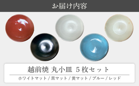  【越前焼】 小皿 5枚セット 洗心窯 越前焼 陶芸作家 【豆皿 丸皿 5色 食器 うつわ  陶器】 [e48-a006] 