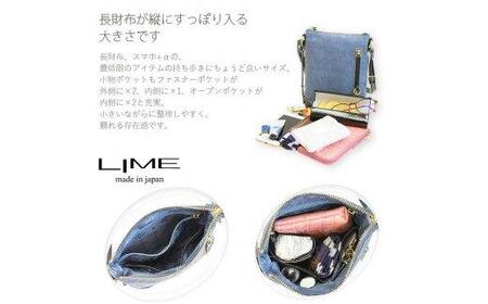 LIME(ライム）　デニムレザー　縦ショルダーバッグ　ネイビー