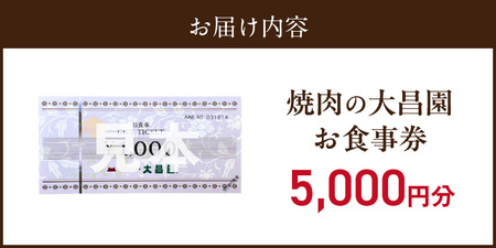 焼肉の大昌園で使えるお食事券5枚（5000円分） _ 焼肉の大昌園 お食事券 金額 5000円分 焼肉 大昌園 久留米本店 文化街店 上津店 小郡津古店 佐賀兵庫店 クーポン チケット ギフト券 レス