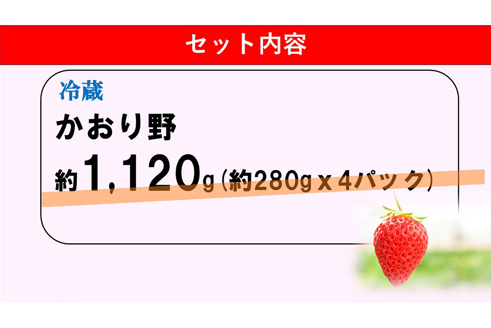 【先行受付 2026年1月より発送】【農場直送！】かおり野(約280g×4P)【ふるさと納税 基山町産 いちご イチゴ 朝採れ 完熟果】K100004