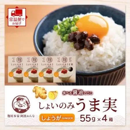 しょいのみ うま実 しょうが味 55g×4箱 醤油の実 調味料 おかず 発酵食品 徳島県 東みよし町【1740193】