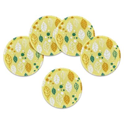 ふるさと納税 海南市 和歌山県海南市 友禅和紙コースター オータムリーフ イエロー 5枚セット 北欧調のかわいいコースター