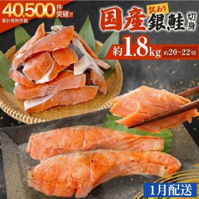 ふるさと納税 石巻市 【1月配送】訳あり 国産 銀鮭 1.8kg 切り身 鮭 さけ 冷凍 不揃い サーモン 塩鮭 石巻