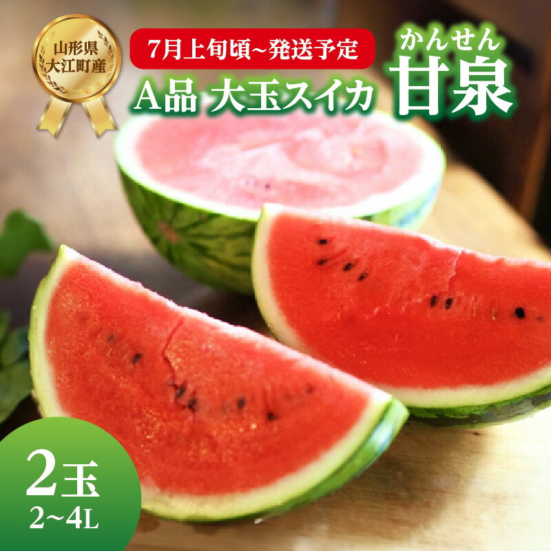 【ふるさと納税】 《先行受付》A品 大玉スイカ「甘泉」2玉 2L〜4L【2025年7月上旬頃〜発送予定】【山形スイカ・大江町産】 レビューキャンペーン