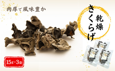 乾燥肉厚きくらげ 15g×3袋 | 木耳 津久見市