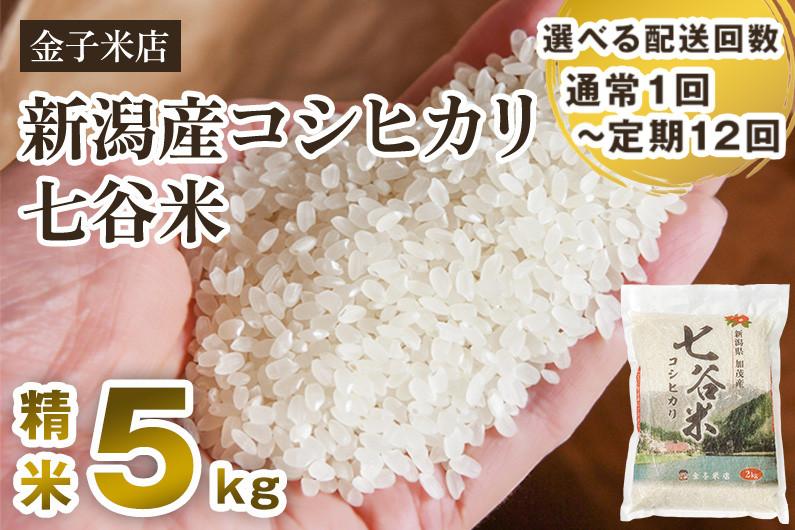 
                  【令和7年産】【選べる配送回数】老舗米穀店が厳選 新潟県加茂市産コシヒカリ「七谷米」精米5kg 〈順次出荷〉 定期便 隔月便 従来品種 白米 窒素ガス充填パックで鮮度長持ち 金子米店
                