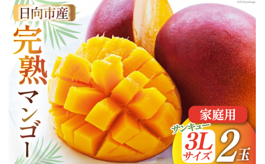 【2026年夏発送】「生産者応援・数量限定」 訳あり 宮崎 完熟 マンゴー 家庭用 3L 2玉 [宮崎県農業協同組合日向地区本部（販売課） 宮崎県 日向市 452061562] マンゴー 果物 フルーツ マンゴー 規格外 完熟マンゴー マンゴー 甘い マンゴー 日向 期間限定 冷蔵 マンゴー ◇