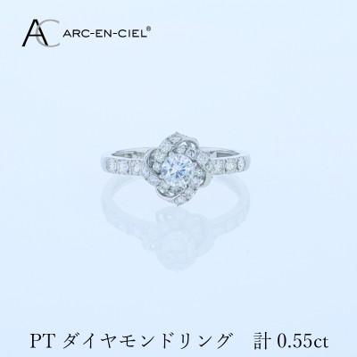 ふるさと納税 泉佐野市 ARC-EN-CIEL PTダイヤリング 計0.55ct【鑑別書付き】サイズ『10号』 J057