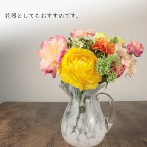 手造り 吹きガラス 水差し 白 フラワーベース biidoro007_1