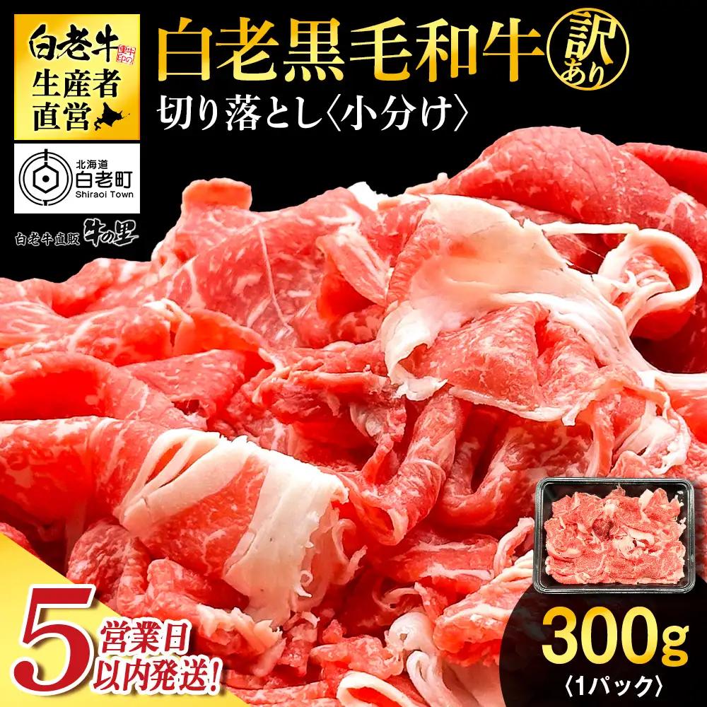 【5営業日以内発送】【訳あり】白老産 黒毛和牛 切り落とし 300g×1パック