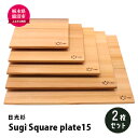 【ふるさと納税】【熟練木工職人手作り・日光杉】Sugi Square plate15 2枚セット 工芸品 日光杉 木工 プレート 間伐材　【工芸品・日光杉・木工・プレート・間伐材】