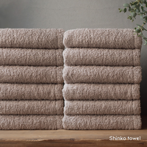 【TVで紹介！】おぅ！え～やん フェイスタオル（ブラウン）12枚【泉州タオル 国産 吸水 普段使い 無地 シンプル 日用品 家族 ファミリー】  099H4290