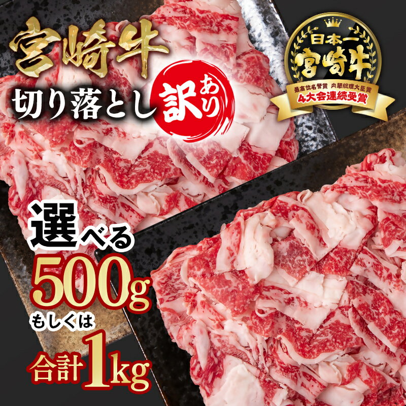 【ふるさと納税】「宮崎牛」訳あり 牛肉切り落とし（500g又は1kg）＜1-61 or 1.6-32＞宮崎牛黒毛和牛 宮崎県 西都市 牛 肉 牛肉 国産 YAMA