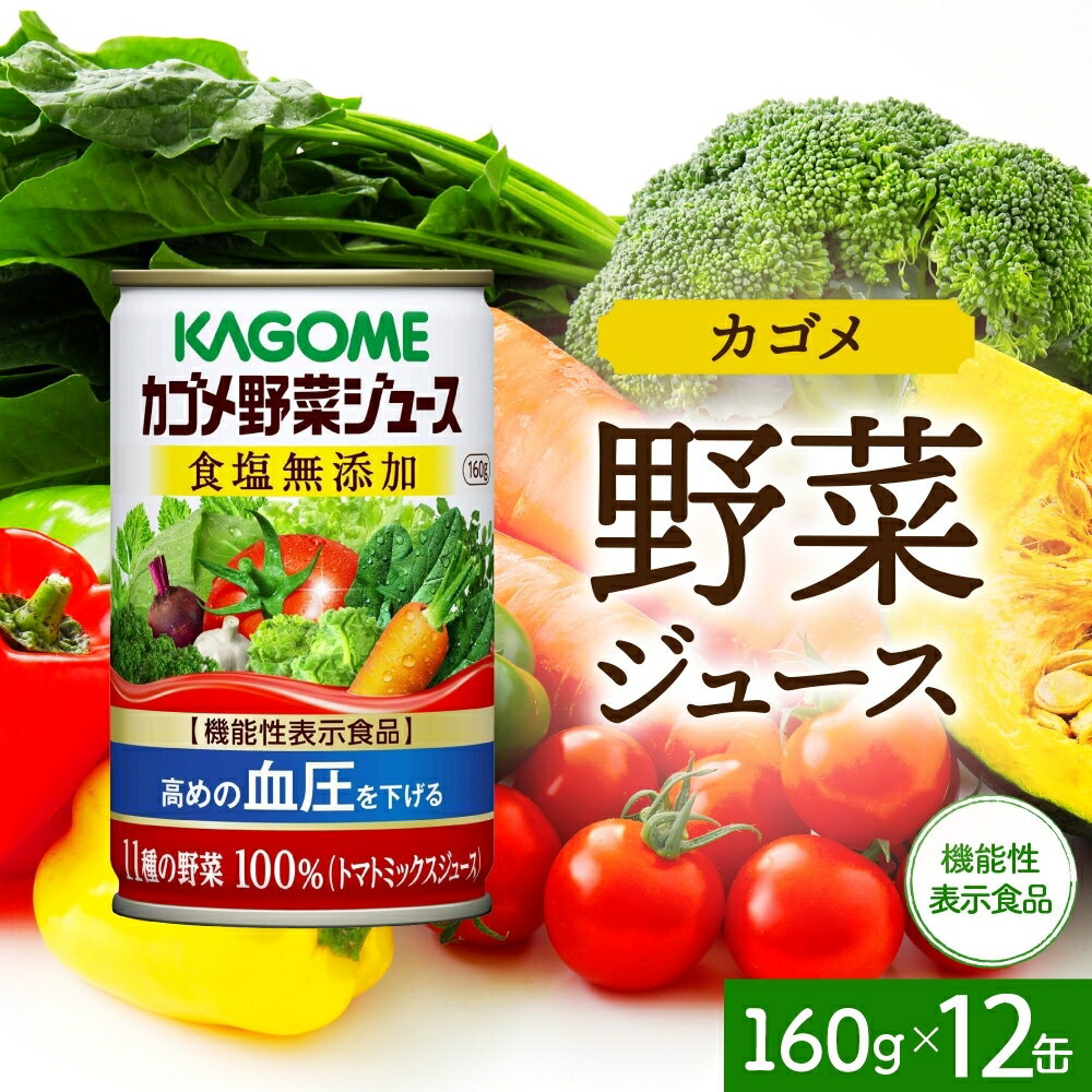 【ふるさと納税】 カゴメ 野菜ジュース 食塩無添加 160g×12 缶 機能性表示食品 食塩不使用 無塩 緑黄色野菜 野菜ジュース 飲料 ドリンク 健康 GABA 血圧 KAGOME 送料無料