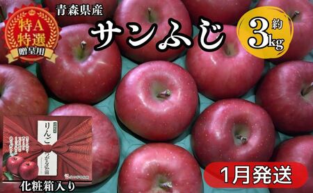 サンふじ 約3kg 贈答用 特A 特選 1月発送 化粧箱入 りんご 林檎 リンゴ 果物 フルーツ くだもの 旬 青森県産 お取り寄せ 贈り物 プレゼント 人気 東北 名産 産地直送 常温 青森県 西目屋村 