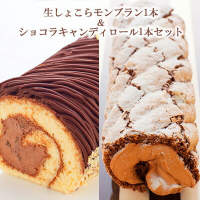 【ふるさと納税】ケーキ 生しょこらモンブラン 1本 ＆ ショコラキャンディロール 1本 セット 菓子 お菓子 スイーツ デザート ロールケーキ 洋菓子 生菓子 モンブラン 食べ比べ ベルギー チョコ チョコレート ガーナ