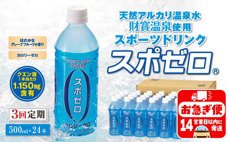 B2-22126／【3回定期】 財寶温泉 スポーツドリンク ペットボトル 500ml×24本