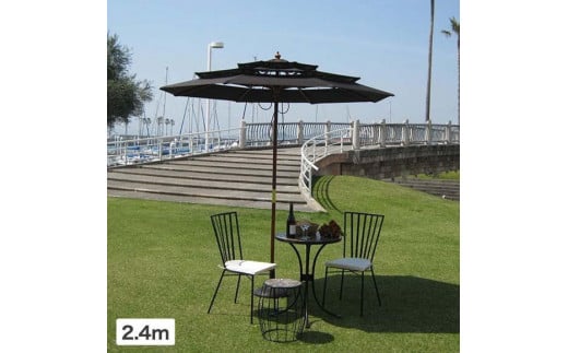 34578600 3層パラソル 2.4m ダークブラウン