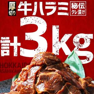 訳あり 厚切り柔らか秘伝の味付き牛ハラミ(サガリ) 3.0kg(600g×5袋※タレ込み) | ハラミ 北海道 牛肉 一人暮らし_01661