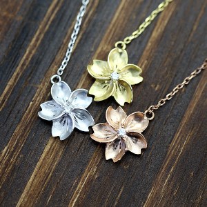 12-9-3 ピアス桜K10 選べるカラーダイヤモンド計0.04ct WG YG PG 揺れるピアス【f101-k10】 ALPAZ025