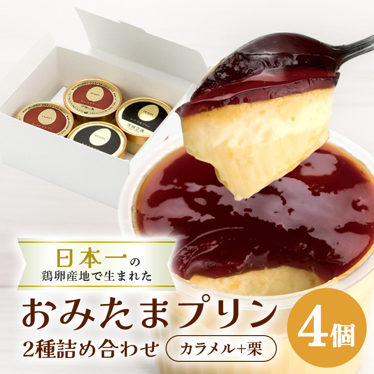 おみたまプリン2種詰合せ 4個入り カラメル＆栗 白箱 8-S
