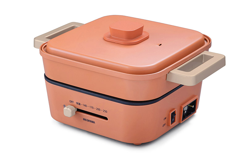 ホットプレート 卓上鍋 電気 グリル鍋 電気鍋 アイリスオーヤマ IGU-P3-D 3種プレート付き 万能鍋 コンパクト 鍋 深型プレート 深なべ たこ焼き 焼肉 小型鍋 一人用 一人鍋 マルチクッカー 平面 オレンジ 新生活 一人暮らし 食欲の秋特集