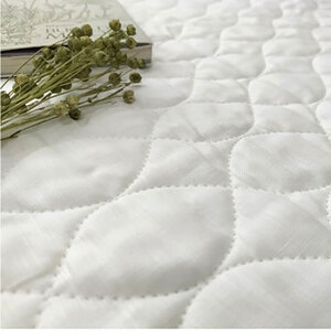 ＜ダブル＞艶やかリネン100%敷パッド(140×205cm)ホワイト LIN-3W-WH