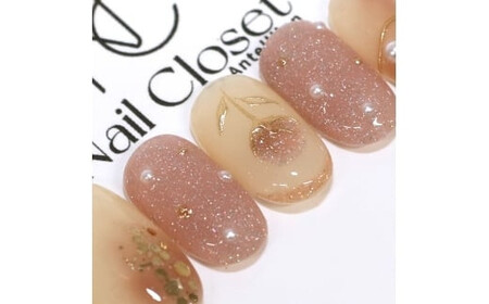 ネイルチップ　ミディアム【桜果】Lサイズ　Antellijan大宮ネイルサロンのハンドメイド　M7-L【11100-2149】