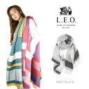 【ふるさと納税】播州織 ダブルフェイスブロックコットン ストール【 L.E.O.】GREY.BLACK グレイ ブラック