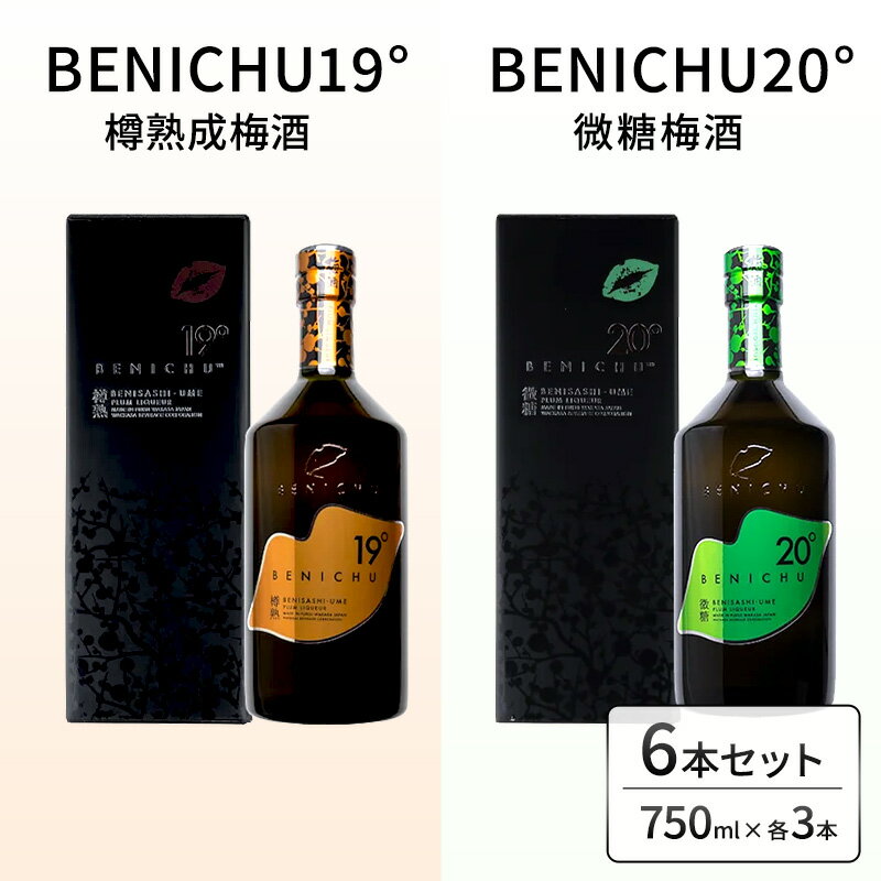 【ふるさと納税】リキュール 数量限定 樽熟成梅酒 19° 20° 2種6本 750ml 微糖梅酒 BENICHU 飲み比べセット 紅映梅 洋酒 お酒 福井県若狭町 ギフト