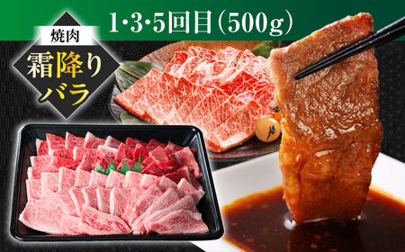 【6回定期便】 【交互定期便】 飛騨牛 ■1回目 霜降り バラ 焼肉 500g ■2回目 赤身（ モモ / カタ ）すき焼き しゃぶしゃぶ 国産 牛 肉 すきやき 赤身 赤身肉 岐阜市 / 丸福商店[