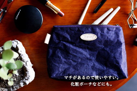 和紙と播州織のガセットポーチ（灰色）[1142]