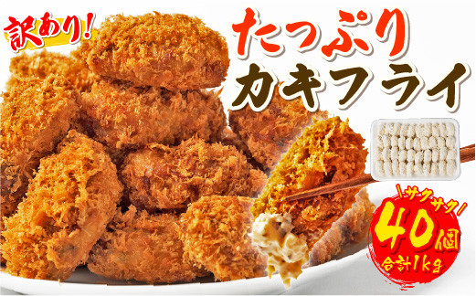 【訳あり】たっぷり サクサク カキフライ 牡蠣 かき 惣菜 25g × 40個 合計1kg