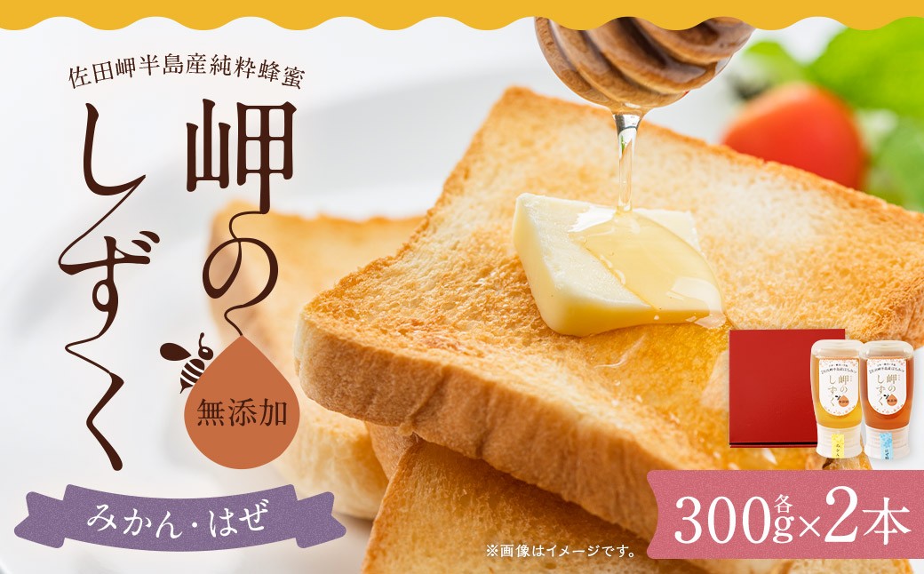 
                  「岬のしずく」佐田岬半島産純粋蜂蜜 （みかん・はぜ）各300g 2本 セット 合計約600g 2種 はちみつ ハチミツ 蜜 国産 常温 セット 詰め合わせ 詰合せ 愛媛県 【えひめの町（超）推し！（伊方町）】(326-1)
                