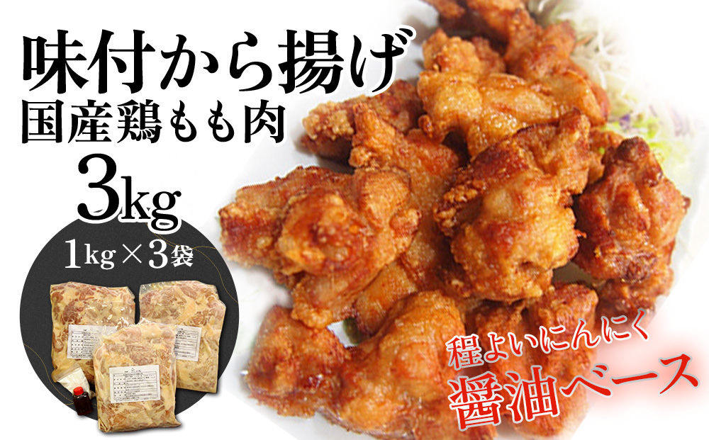 国産鶏もも 肉味付唐揚げ 1kg×3袋(合計3kg） からあげ屋 鳥いちのから揚げ 弁当 おかず お惣菜 大分県産 九州産 津久見市 国産【tsu000902】