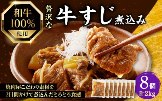 和牛100％の贅沢なすじ煮込み 250g×8個 2kg [093-13]